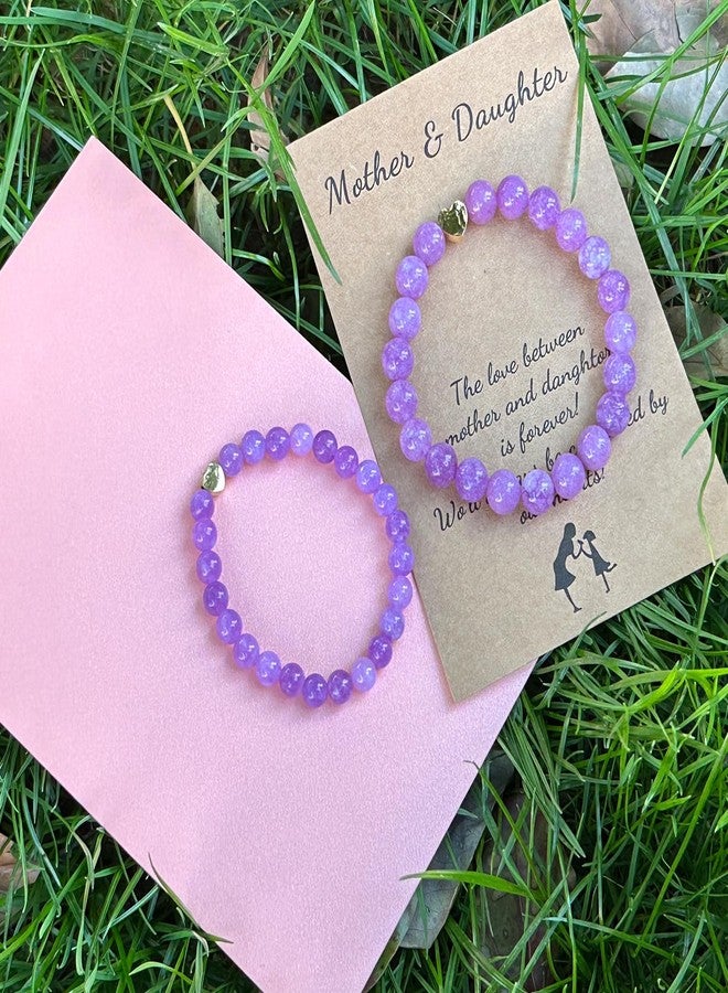 DOLLESS Mother Daughter Bracelets for Women Matching Heart Mommy and Me Bracelets Christmas Gifts for Mom Daughter (Purple) - Image 5